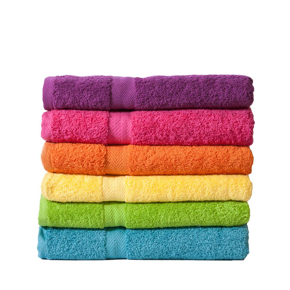 Espalma Deluxe 6 Piece Orange Solid Cotton Bath Towel Set 843501 Orange Solid Cotton Bath Towel Set