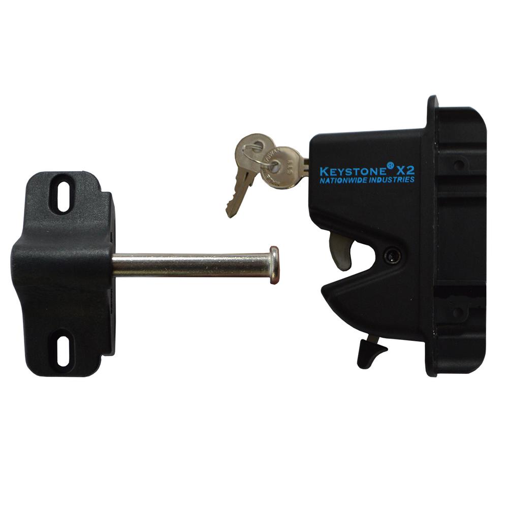 Nationwide Industries Keystone Advantage Zinc Diecast Metal 2-Sided Key-Lockable Latch Black KLADV-M2-BK