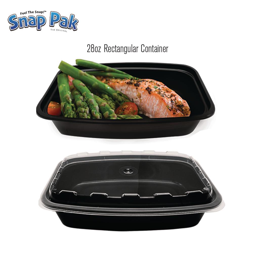Snap Pak 12060 150 Case Pack Storage Containers 28 oz Black//Clear