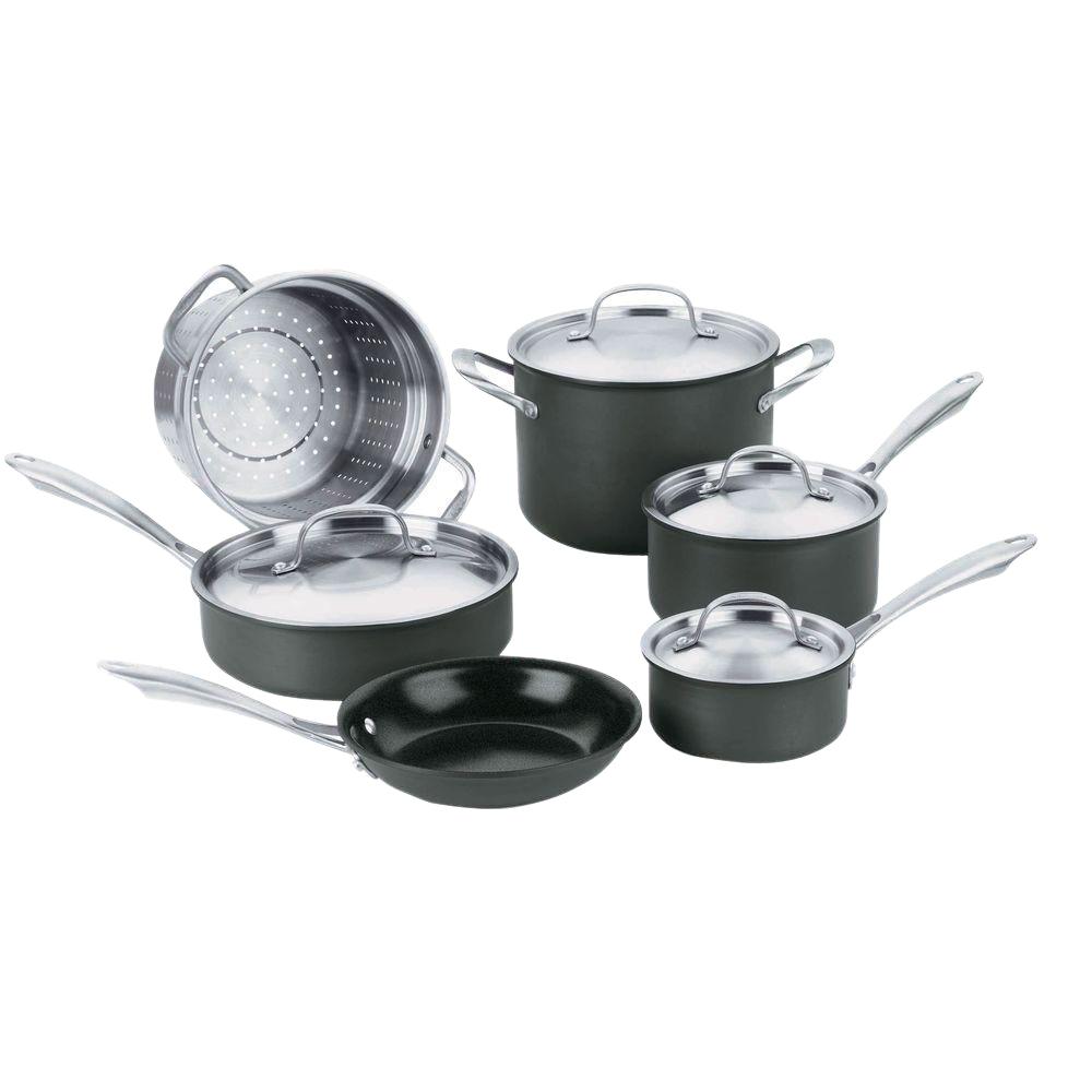 Cuisinart GreenGourmet 10-Piece Black Cookware Set with Lids-GG-10 ...