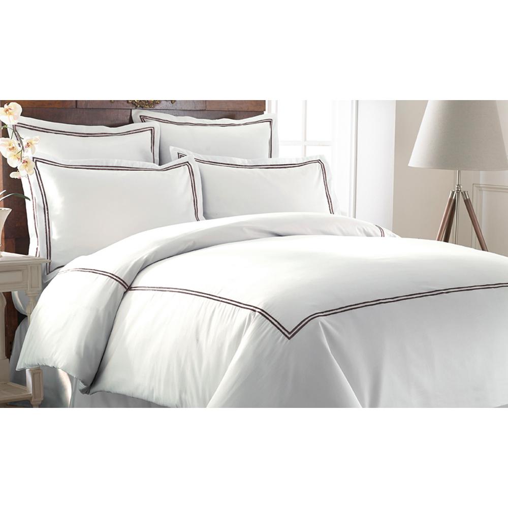 600 Thread Count 3 Piece Double Marrowing Chocolate King Duvet Set