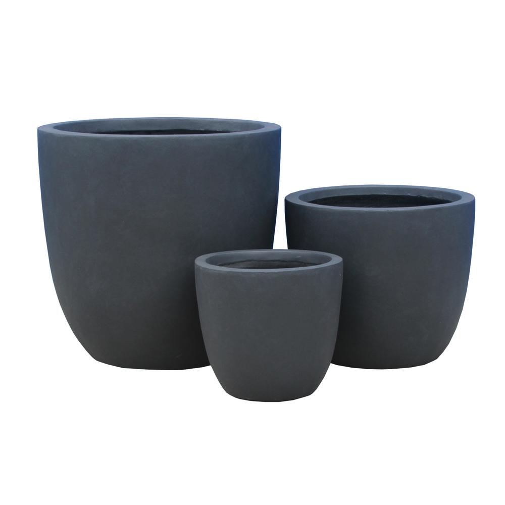 Blue Plant Pots Planters The Home Depot Lightweight Concrete Modern Seamless Round Grey Planter Set Of 3