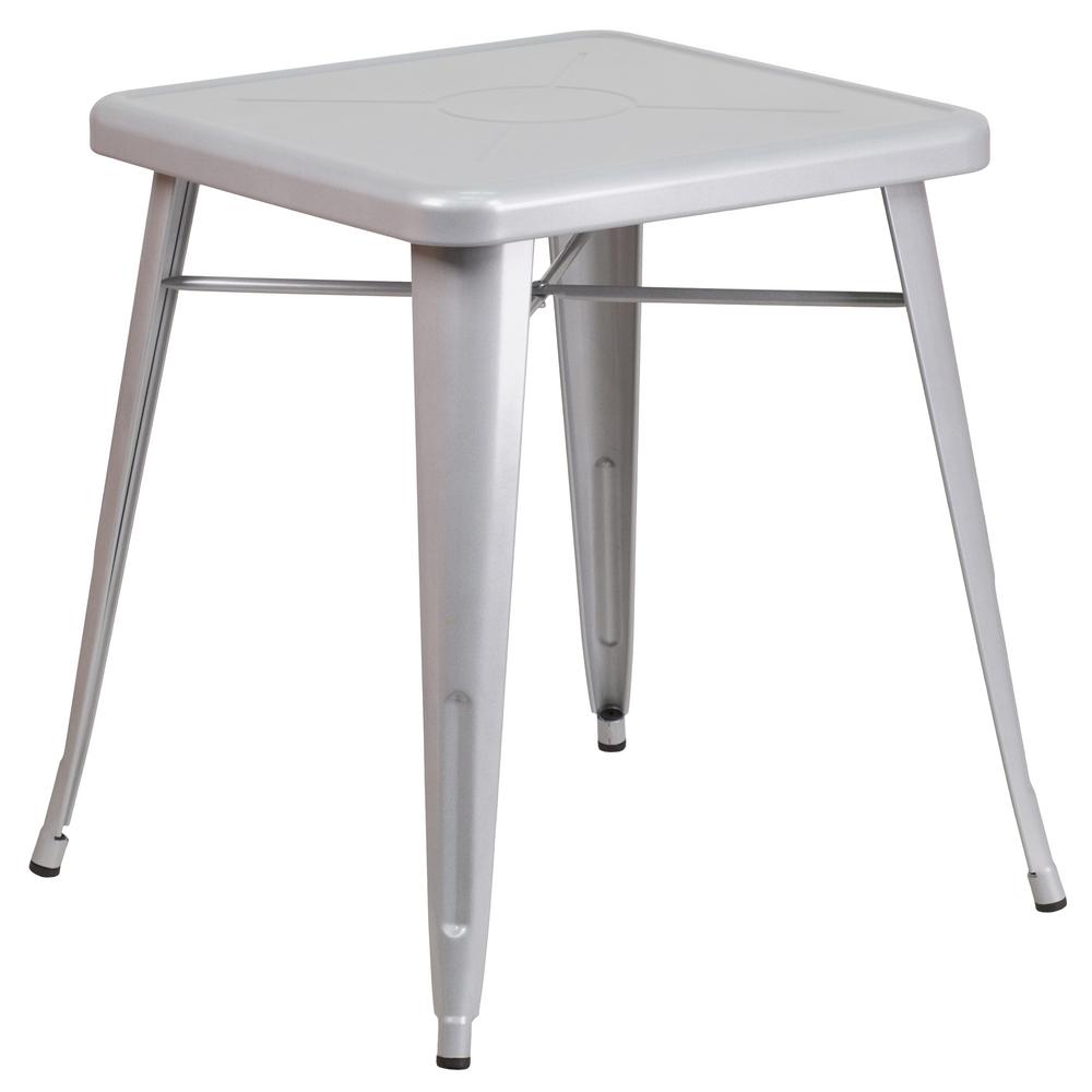 Flash Furniture Gray Square Metal Outdoor Bistro Table Ch3133029sil Gray Square Metal Outdoor Bistro Table