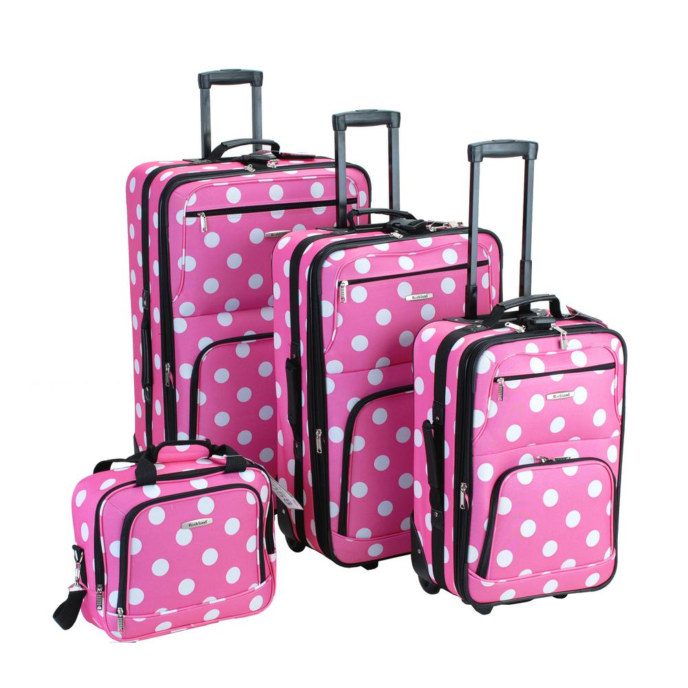 Rockland 4Piece Luggage SetF46PINK DOT The Home Depot