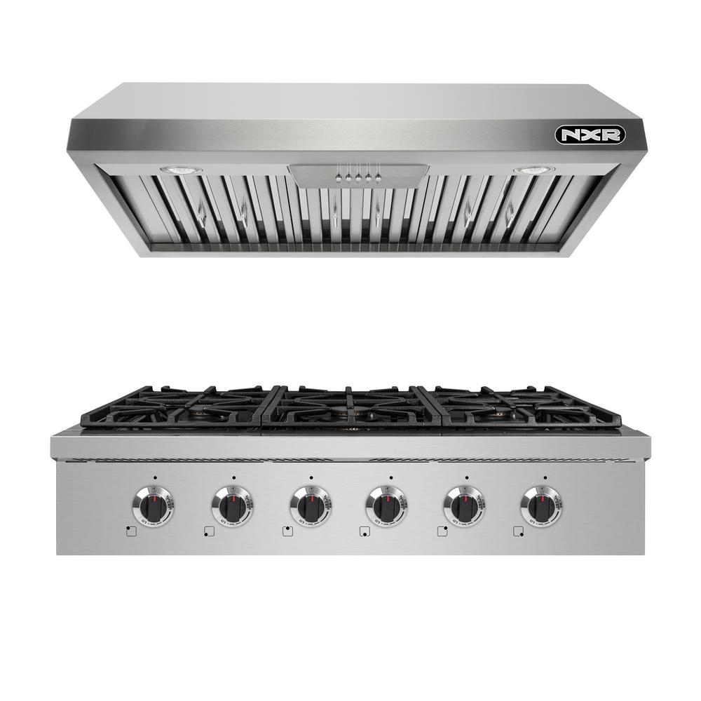 NXR 36 in. Professional Style Gas Cooktop in Stainless Steel with 6 ...