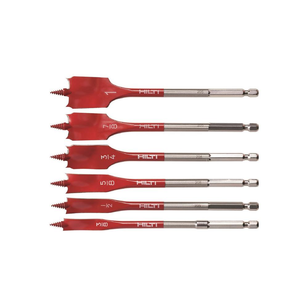 6 Piece Self Feeding Spade Bit Set-2Pack