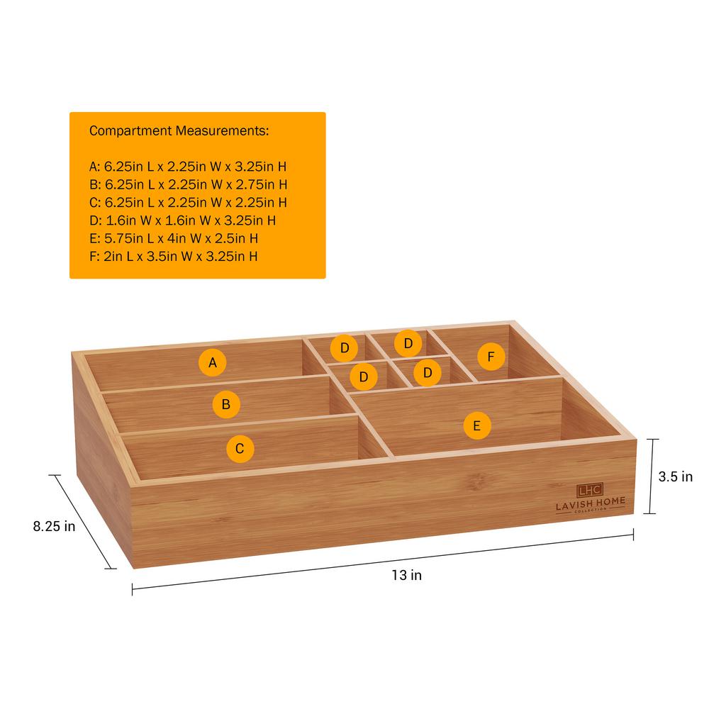 Lavish Home 10 Compartment Bamboo Vanity Organizer Hw0500100 The