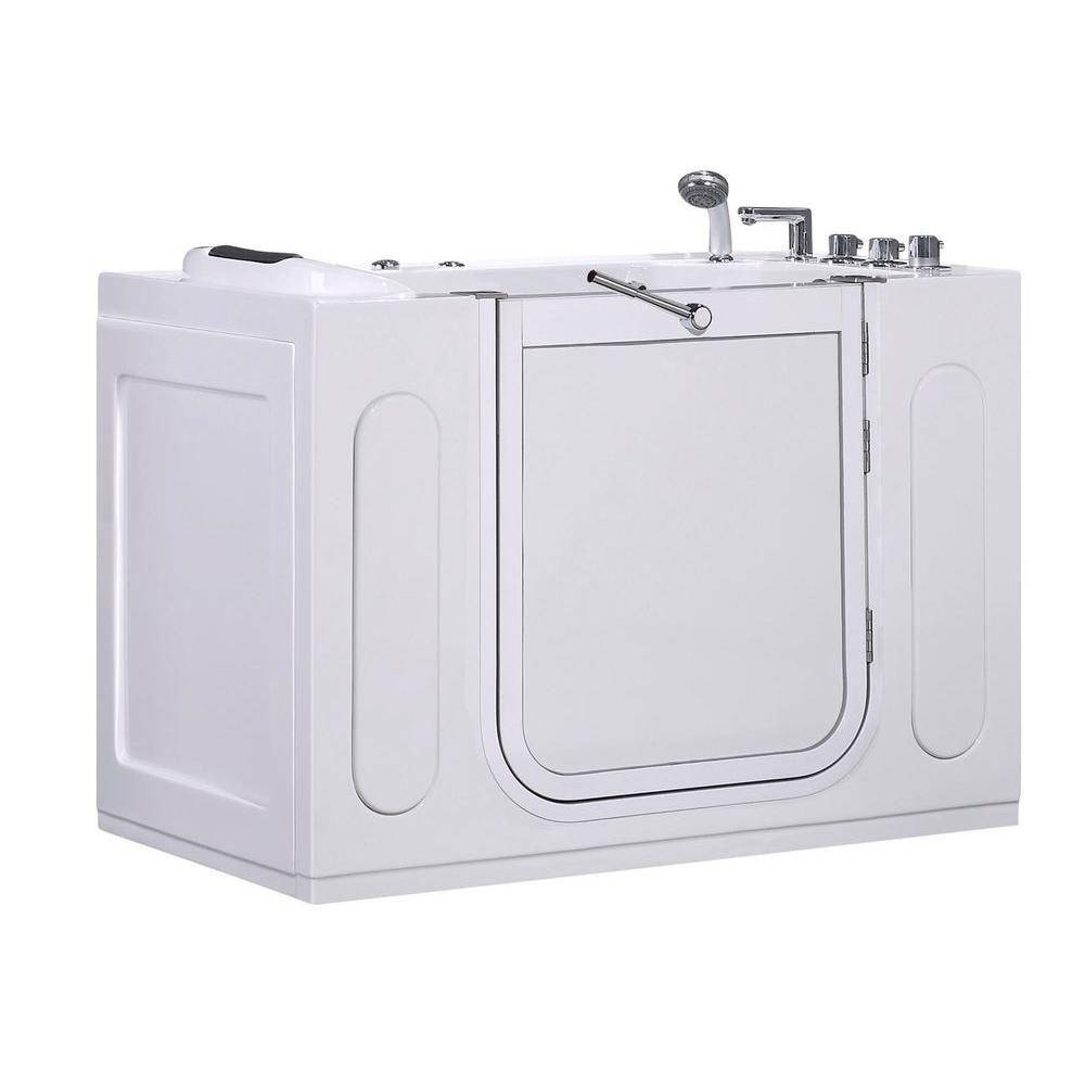 Aston WT622 Right Drain 4.58 ft. WalkIn Whirlpool Bath Tub in White