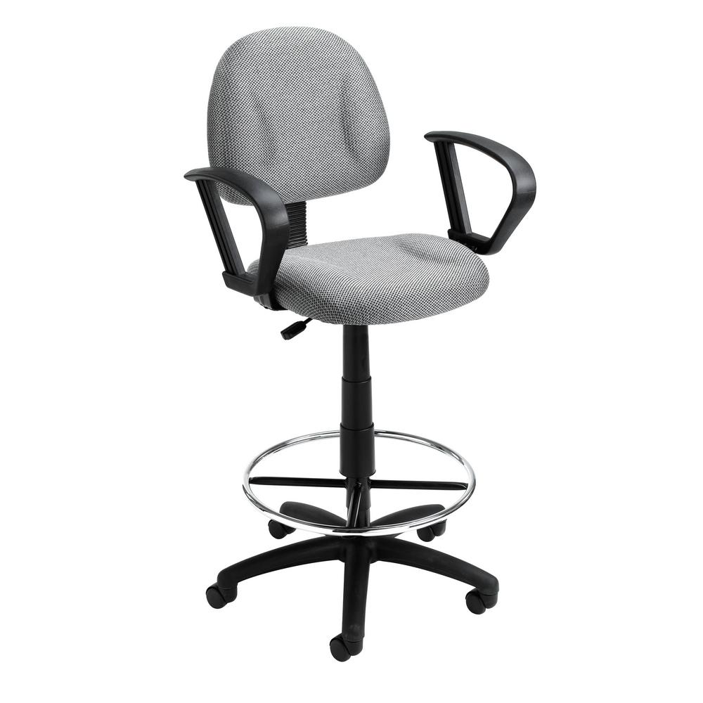 Boss Grey Drafting Stool With Loop Arms B1617 Gy The Home Depot Boss Grey Drafting Stool With Loop Arms