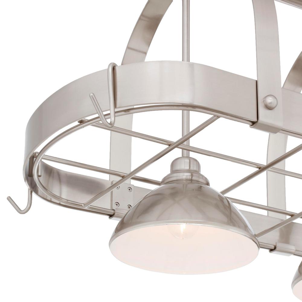 Volume Lighting 3 Light Brushed Nickel Pot Rack Pendant V3023 33 3 Light Brushed Nickel Pot Rack Pendant