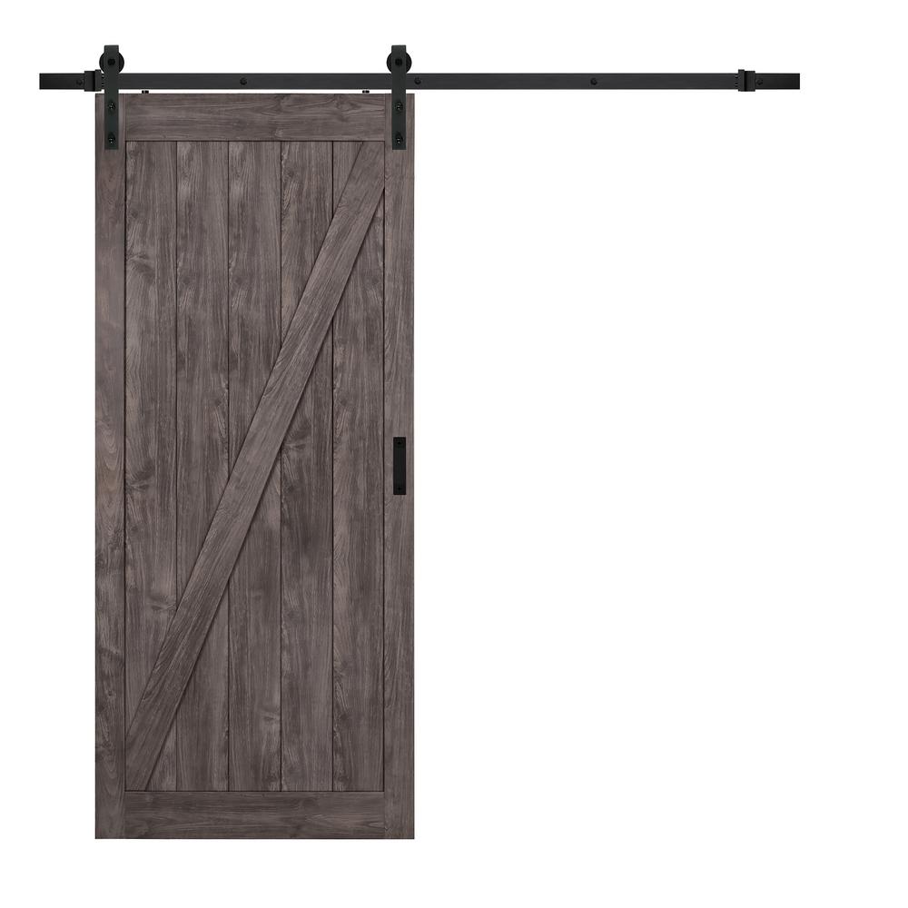 Gray 36 x 84 Farmhouse Barn Doors Interior & Closet Doors The