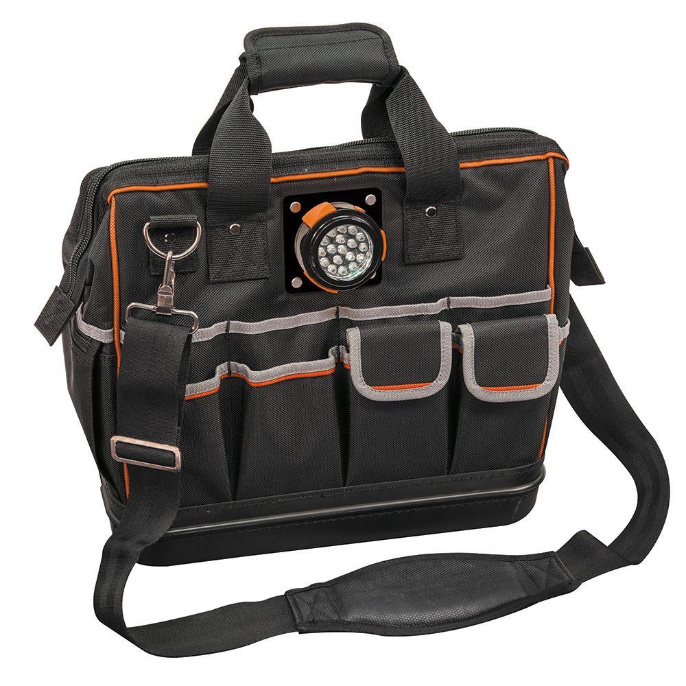 Klein Tools 15-1/4 in. Tradesman Pro Organizer Lighted Tool Bag in ...