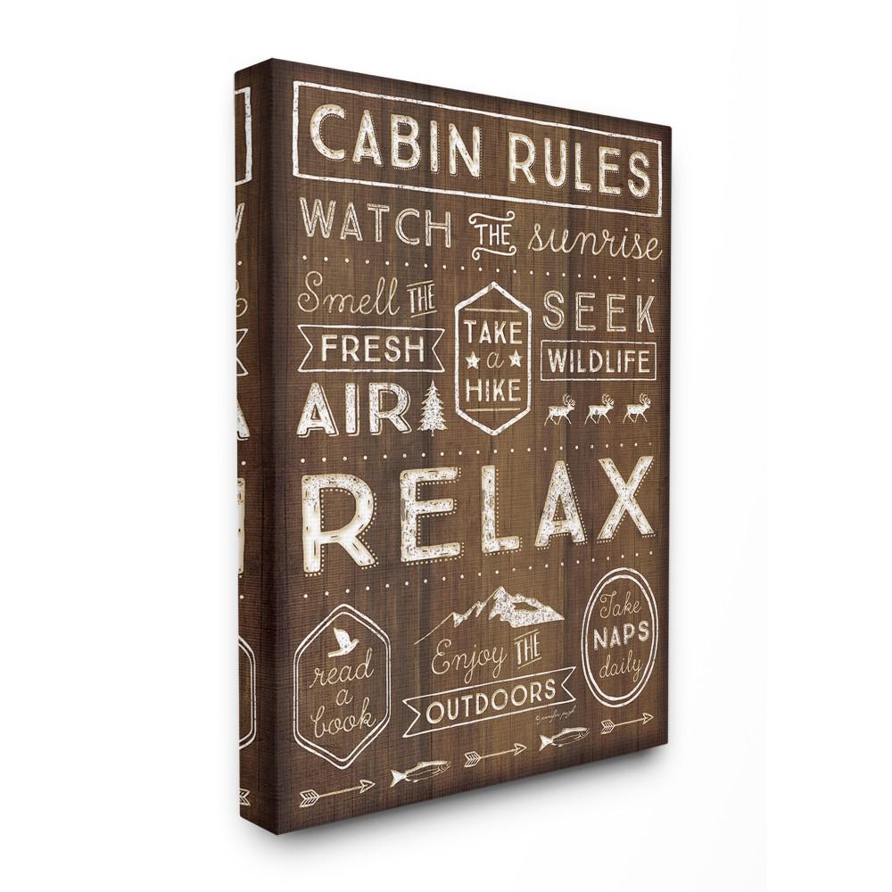 The Stupell Home Decor Collection 24 In X 30 In Outdoors Cabin Rules By Jennifer Pugh Printed Canvas Wall Art Sca 143 Cn 24x30 The Home Depot