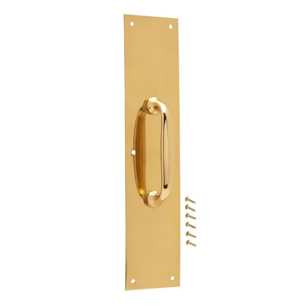 Everbilt 3-1/2 in. x 15 in. Bright Brass Pull Plate-14286 - The Home Depot