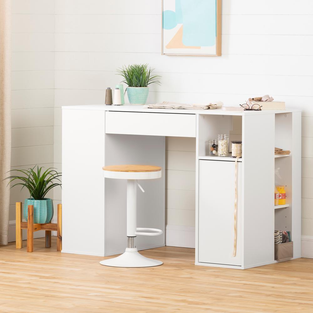 South S Crea Pure White Counter Height Craft Table With Pure White Counter Height Craft Table