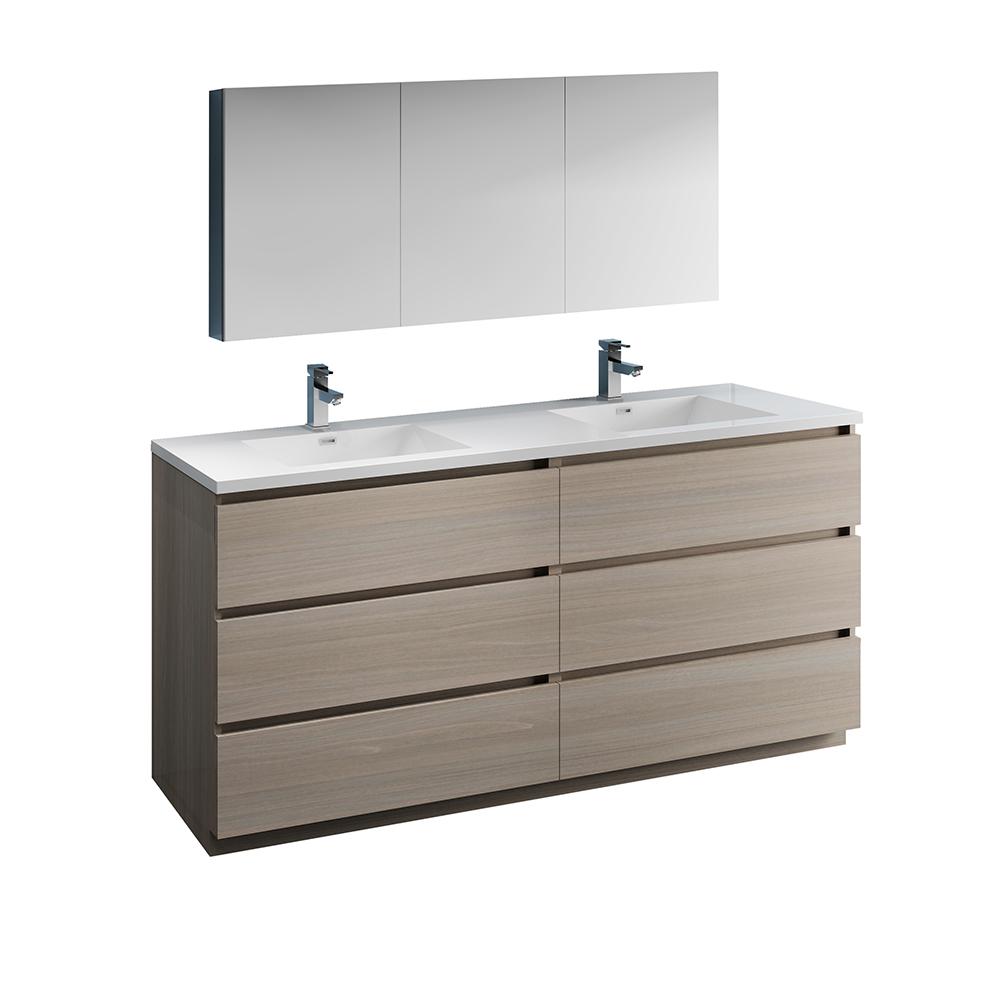 Fresca Lazzaro 72 In Modern Double Bathroom Vanity Gray With Fresca Lazzaro 72 In Modern Double