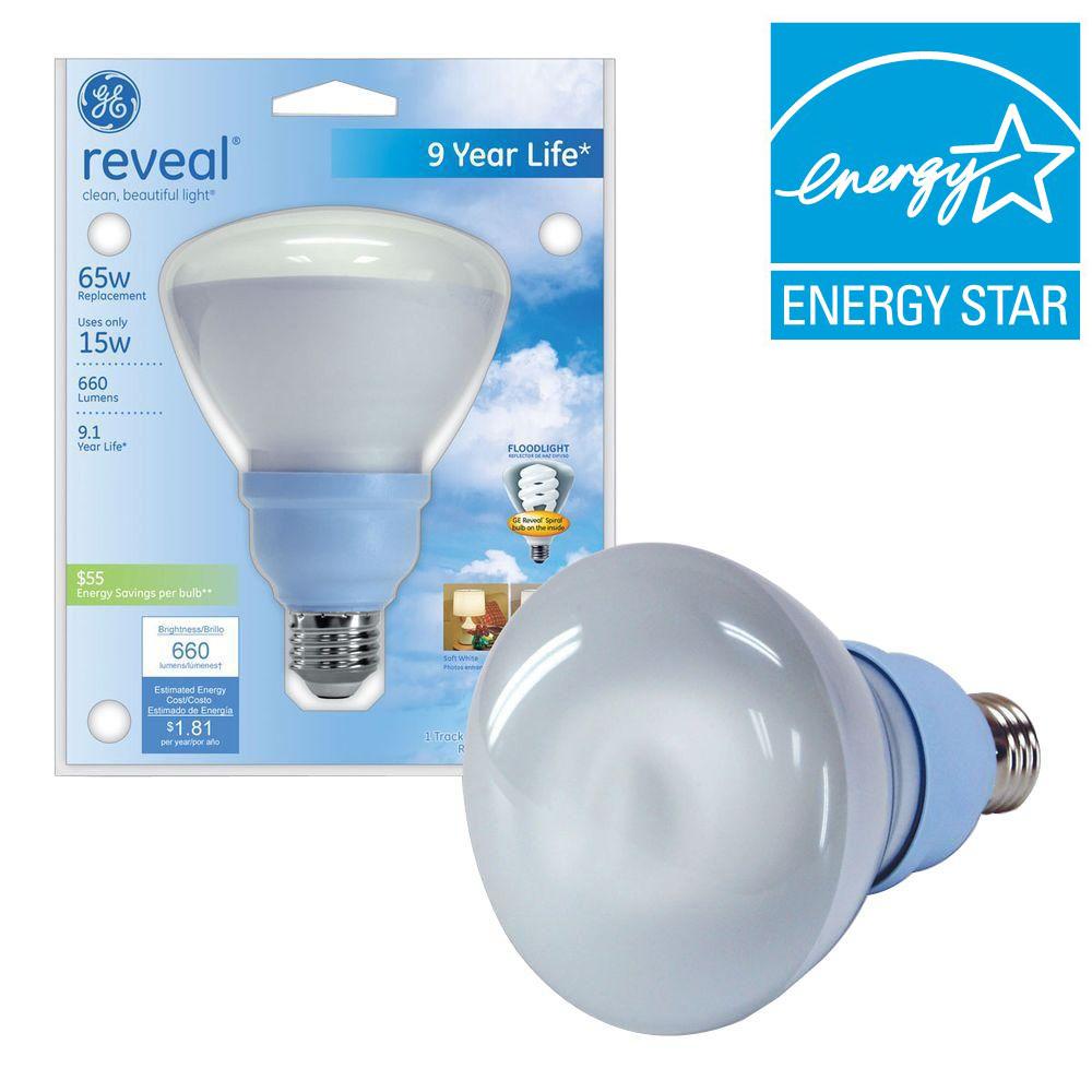 GE 15Watt (65W) BR30 Compact Fluorescent Flood Light Bulb (E)*FLE15R30/RVLTP6 The Home Depot