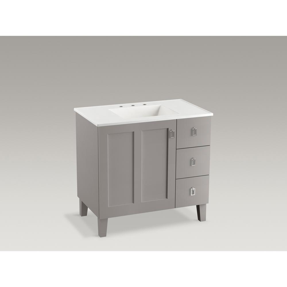 Kohler Poplin 36 In Vanity Mohair Grey With Vitreous China Kohler Poplin 36 In Vanity Mohair Grey With Vitreous China Top And Basin White