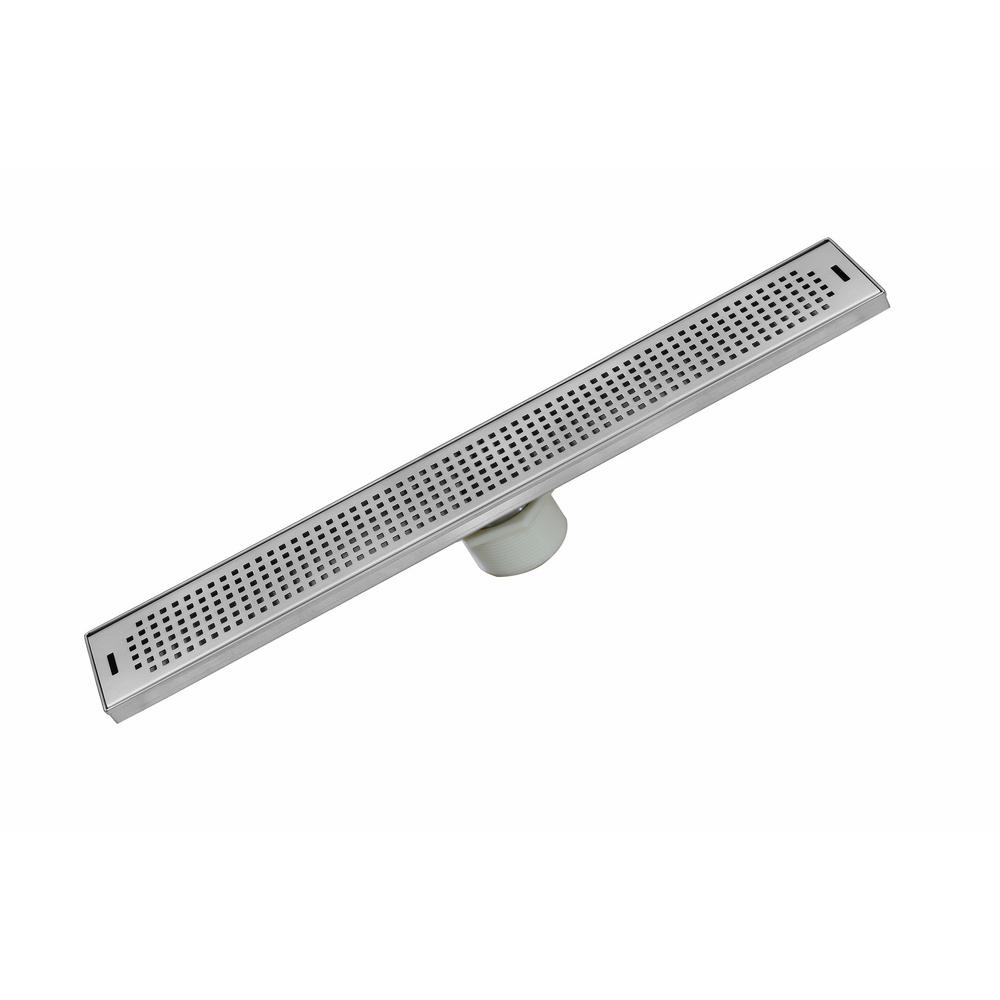 Luxe 48 In Stainless Steel Linear Shower Drain Squares Sp Stainless Steel Linear Shower Drain Squares