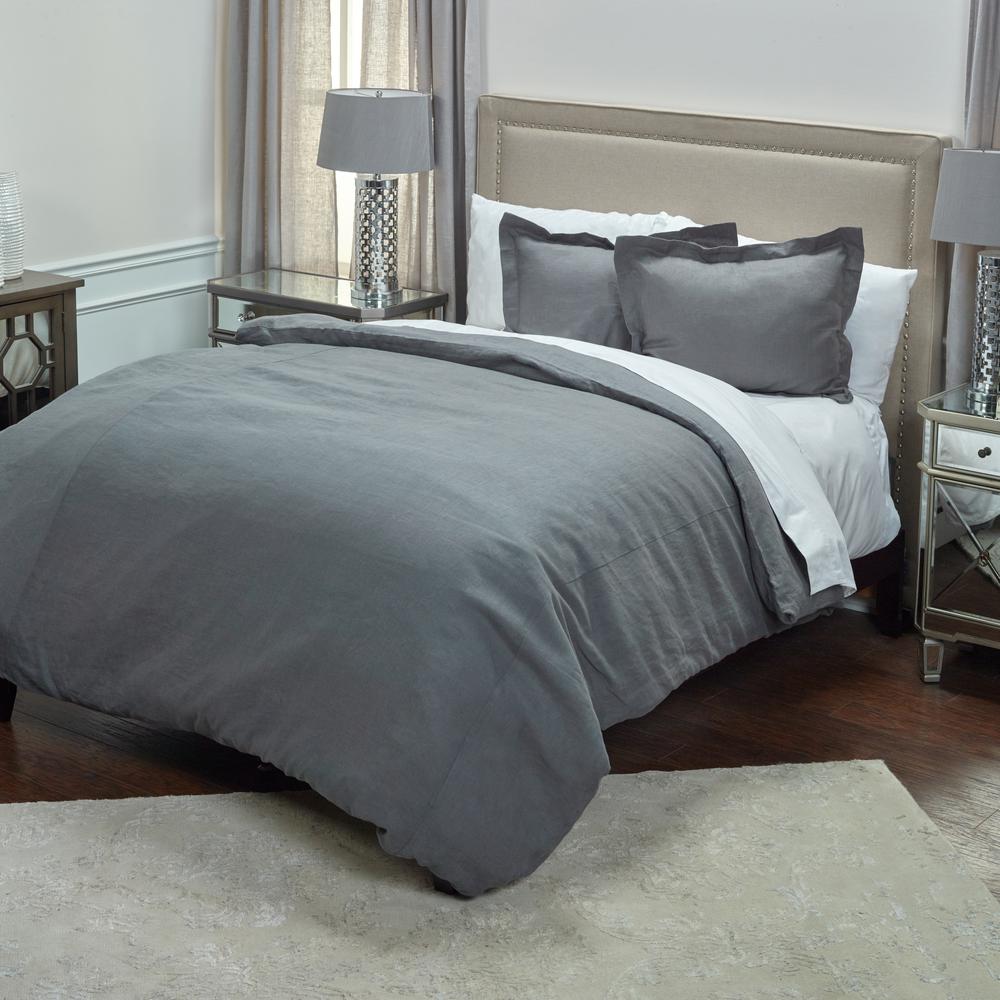 Rizzy Home Charcoal Solid King Linen Duvet Cover Dfsbt1726cl001692