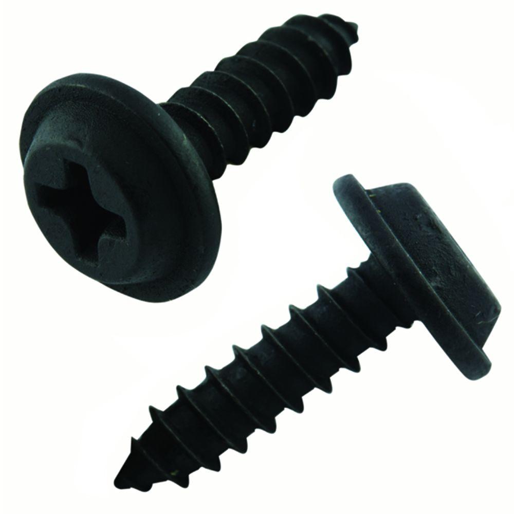 Everbilt 8 x 1 in. SEMS Black Flat Top Sheet Metal Screw (2Pack