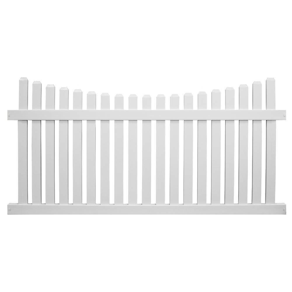 Weatherables Richmond 5 Ft H X 8 Ft W White Vinyl Picket Fence Panel Kit Pwpi 3nrsc 5x8 The Home Depot