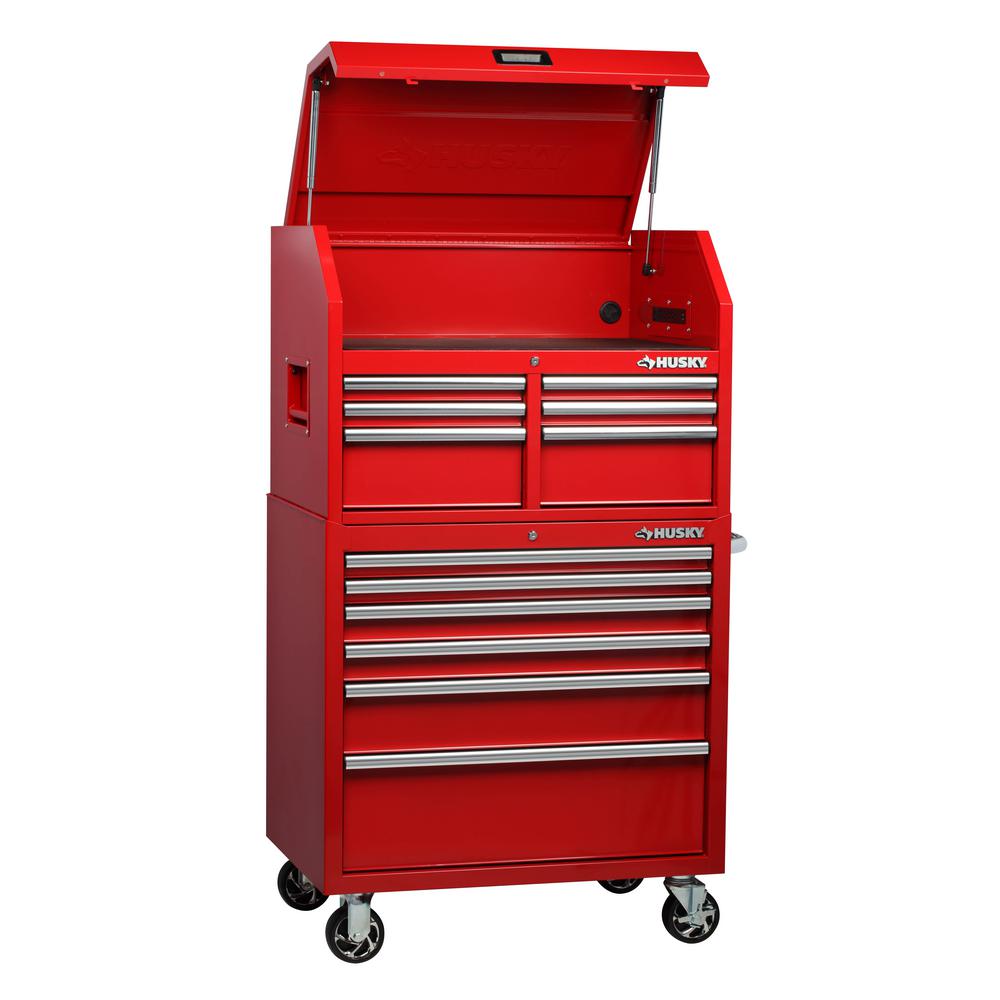 Husky 36" 12-Drawer Tool Chest and Cabinet Combo in Red