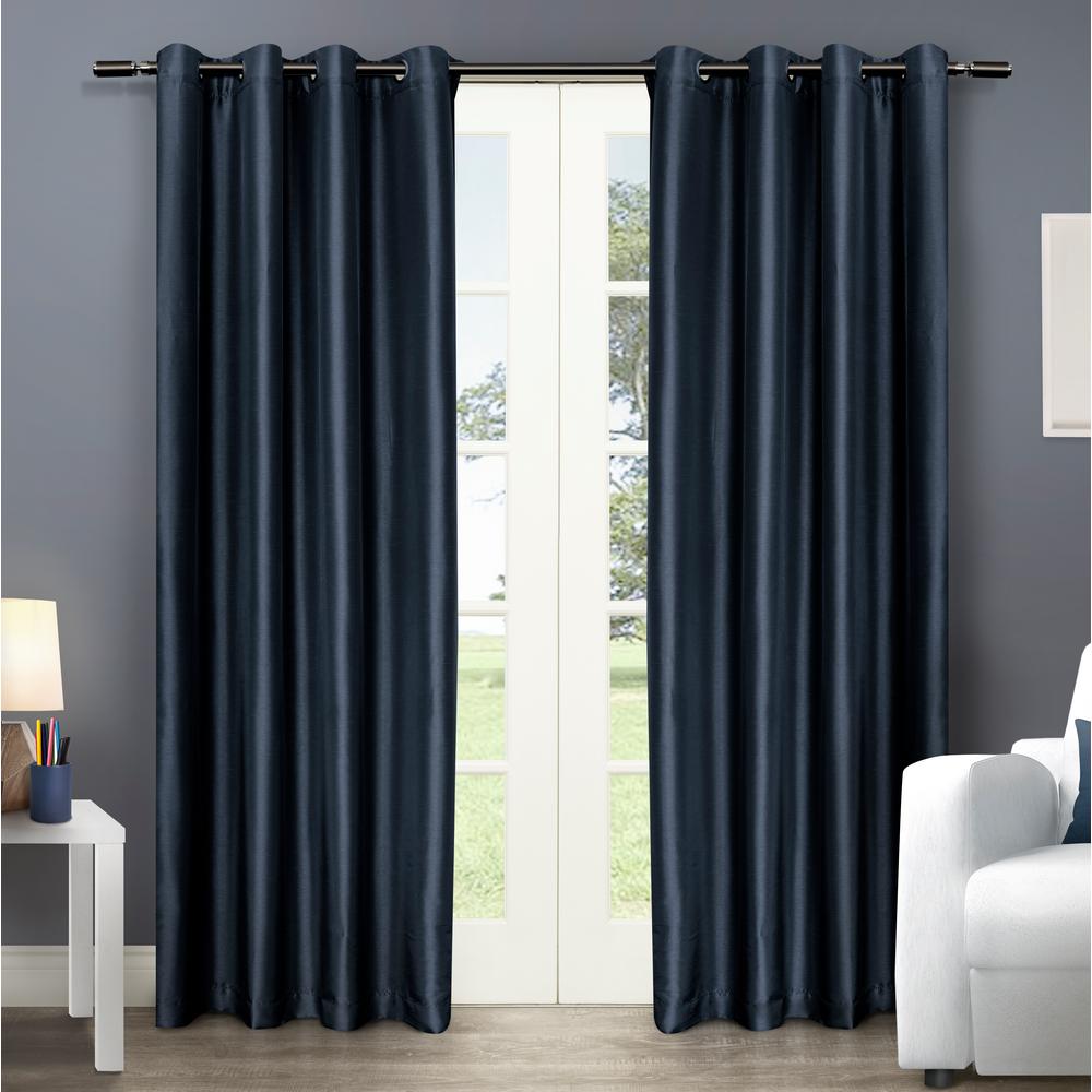 Chatra 54 In W X 96 In L Faux Silk Grommet Top Curtain Panel In