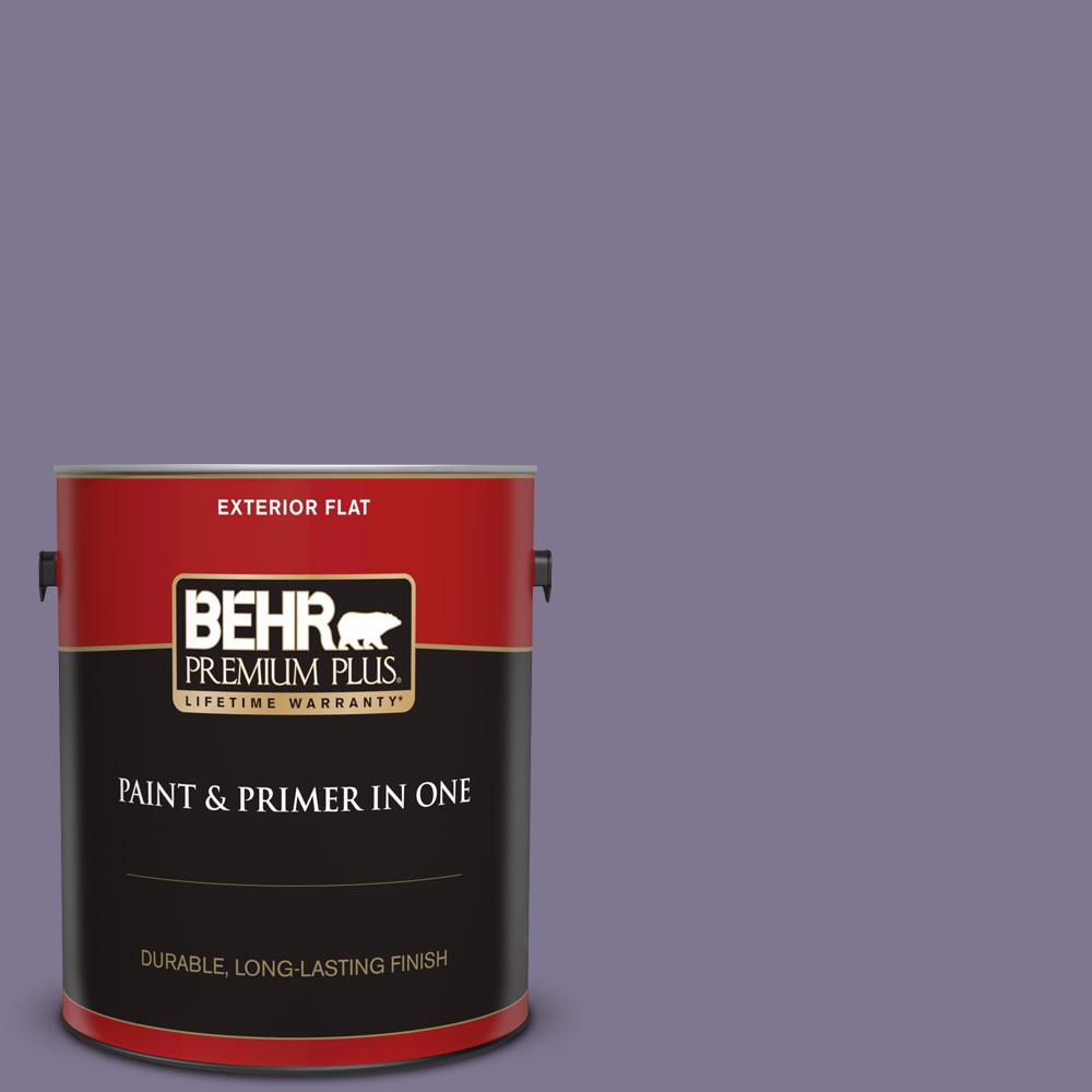BEHR Premium Plus 1 gal. 650F5 Purple Statice Flat Exterior Paint and Primer in One430001