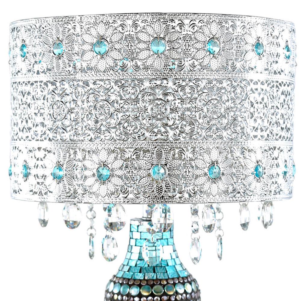 Turquoise Indoor Table Lamp With, Crystal Beaded Table Lamp Shades