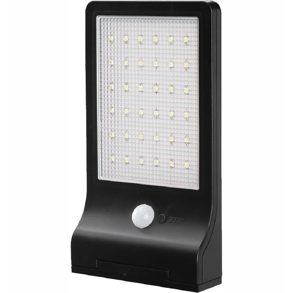 Link2home Modern Flat Panel Bright Black 350 Lumen Motion Activated Outdoor 6500k Solar Powered Landscape Flood Light