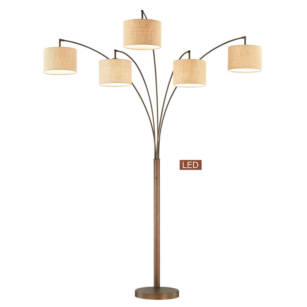 ARTIVA Lucianna 83 in. Antique Bronze 5-Arc LED Floor Lamp with ... ARTIVA Lucianna 83 in. Antique Bronze 5-Arc LED Floor Lamp with ...