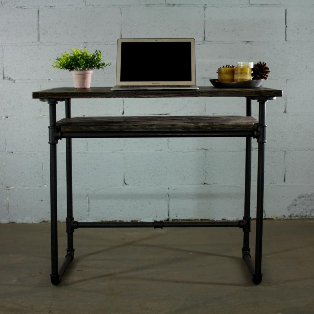 Furniture Pipeline Berkeley Mid Century Black Home Office Berkeley Mid Century Black Home Office Pipe Writing Desk Lower Shelf Metal With Reclaimed Aged Wood By Furniture Pipeline