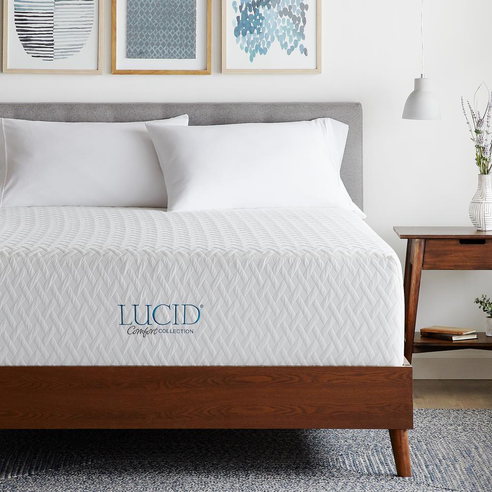 Lucid Comfort Collection Surecool 16in Plush Gel Memory Foam Tight Top Queen Mattress Lucc16qq6plm The Home Depot