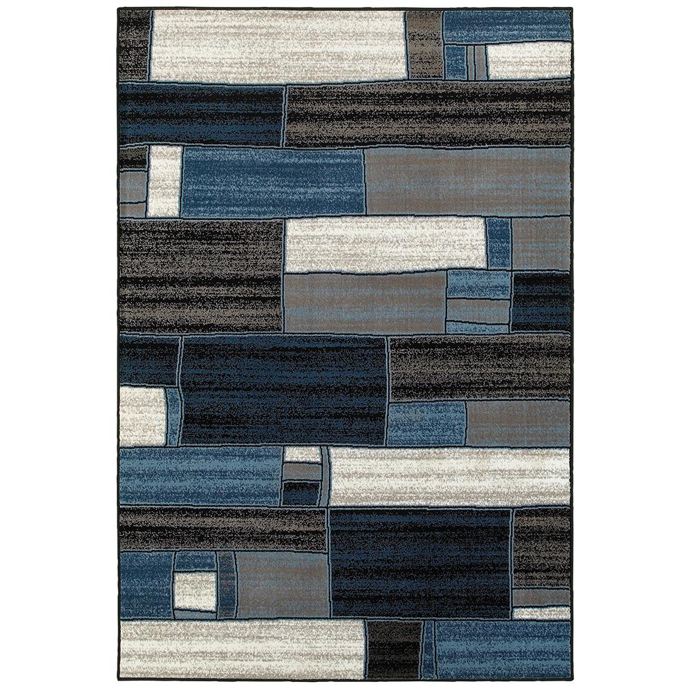 LR Resources Adana Charcoal and Blue 8 ft. x 10 ft. Plush Indoor Area