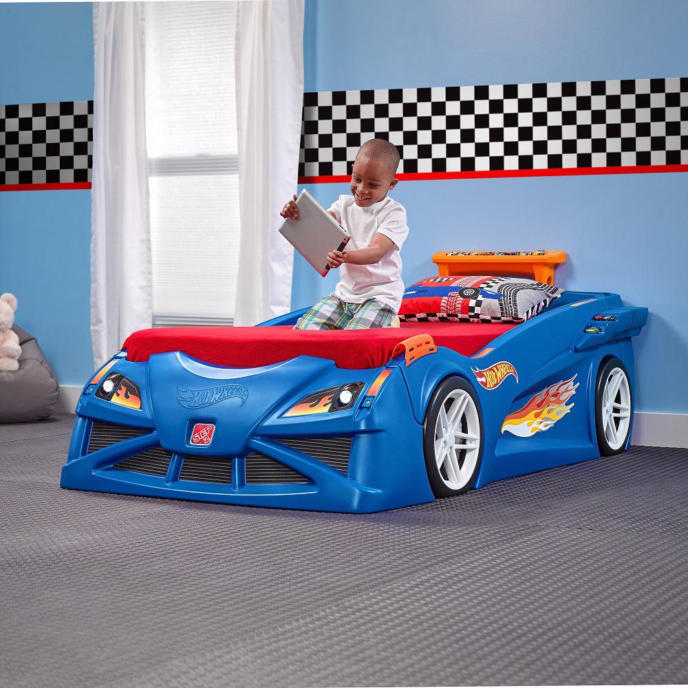 Step 2 Hot Wheels Twin Plastic Kids Bed, Blue | Shop Your ...