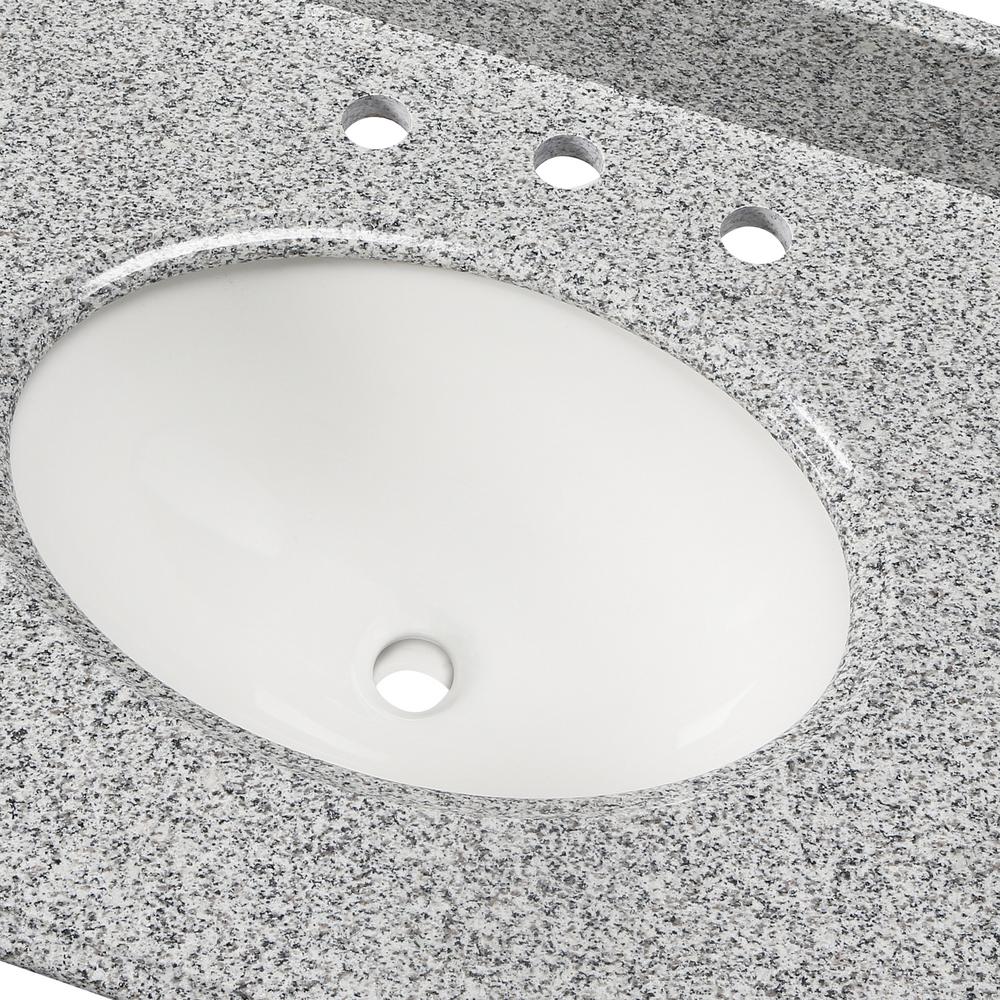 Home Decorators Collection 37 In W Granite Vanity Top In Rushmore Grey And White Sink Hg37228rg The Home Depot