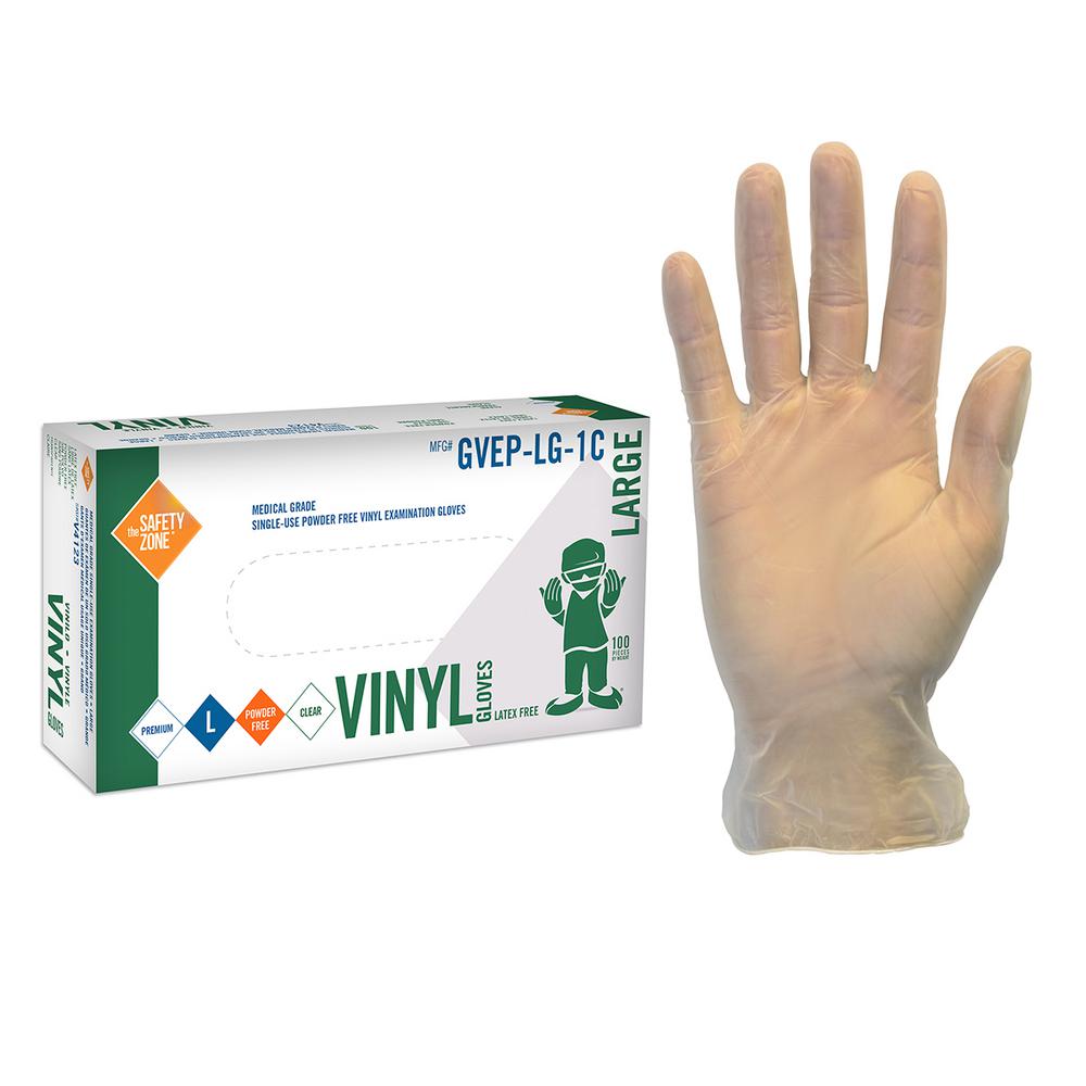 THE SAFETY ZONE X-Large Clear Disposable Vinyl Exam Gloves Powder-Free Bulk 1000... by THE SAFETY ZONE