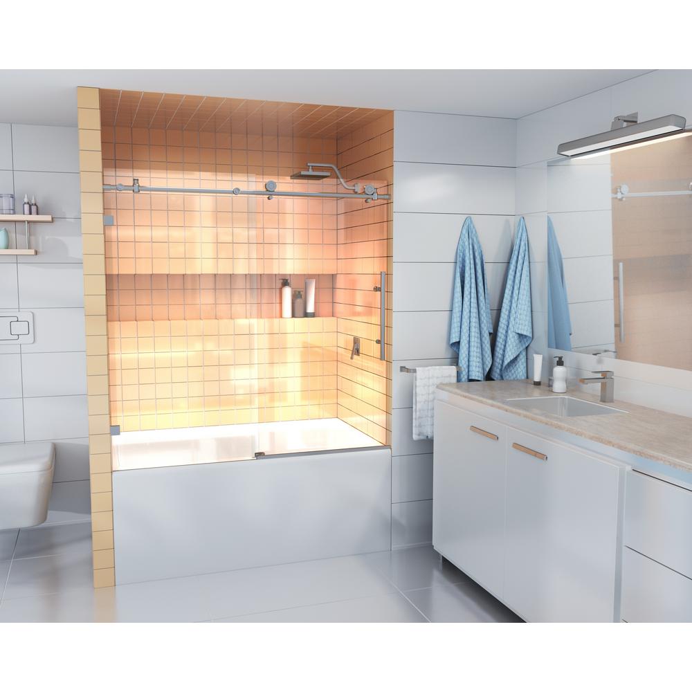 Glass Warehouse 60 In X Frameless Bath Tub Sliding Shower Glass Warehouse 60 In X Frameless Bath Tub Sliding Shower Door Chrome