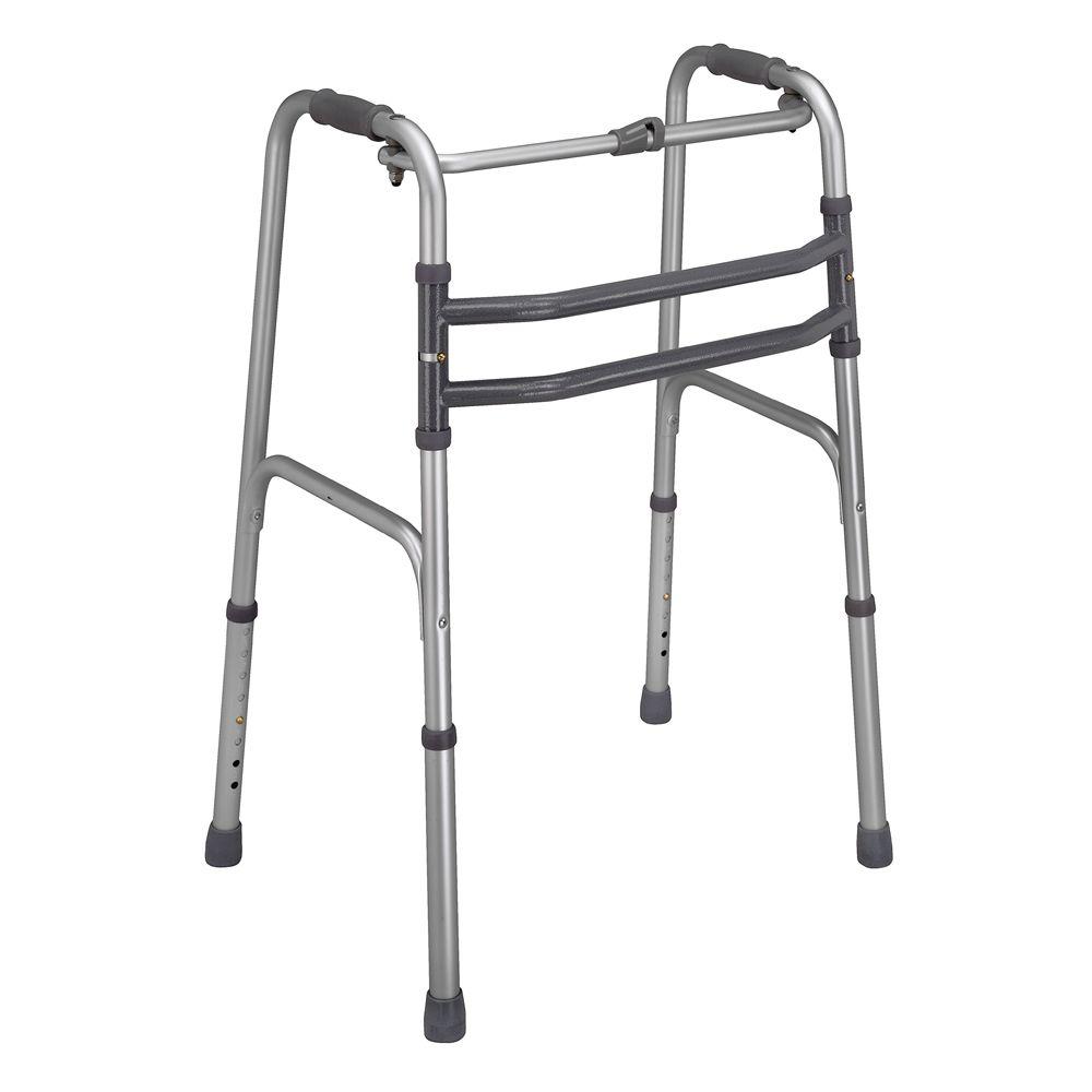 DMI Single Release Aluminum Folding Walker in Silver50010150600