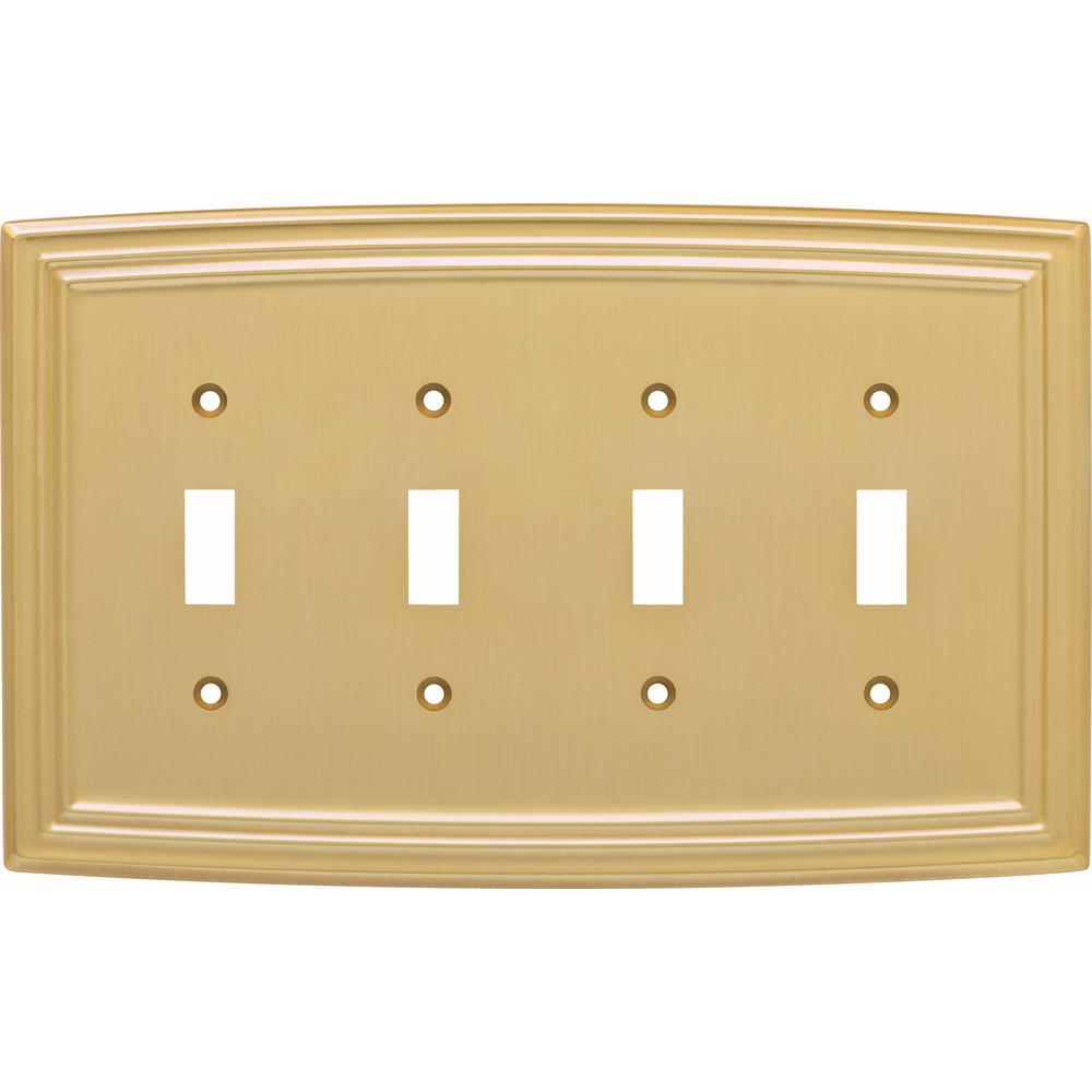 Liberty Emery Decorative Quadruple Light Switch Cover, Brushed Brass