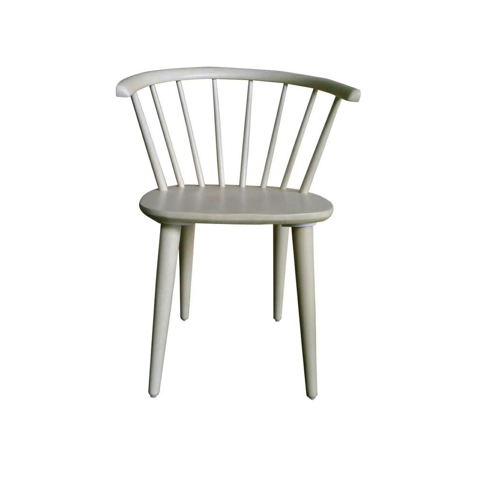 Noble House Countryside Antique White Wood Rounded Back Spindle Dining