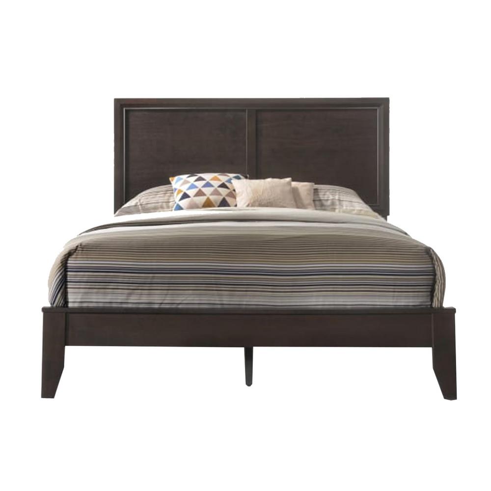 Noble House Edgecombe Dark Brown Wood Queen Bed Frame With Headboard 