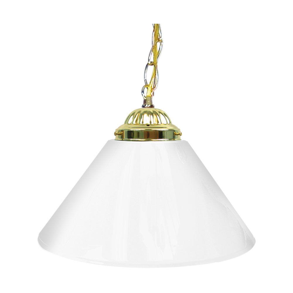 Trademark Global 14 In Single Shade White And Brass Hanging Lamp Single Shade White And Brass Hanging Lamp