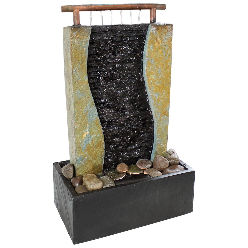 Sunnydaze Decor 17 In Bending Slate Tabletop Fountain With Led Sunnydaze Decor 17 In Bending Slate