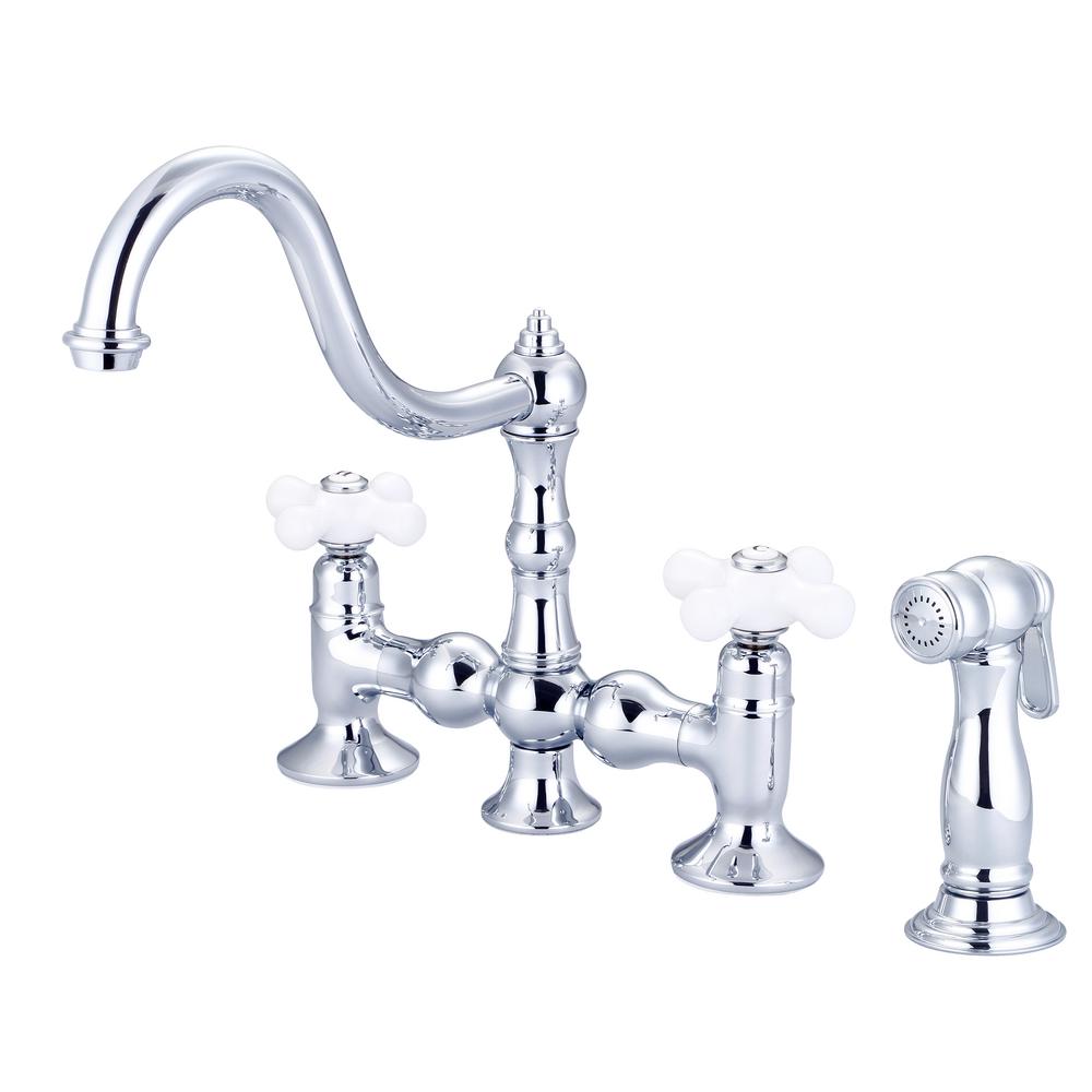 Water Creation 2 Handle Bridge Kitchen Faucet With Plastic Side