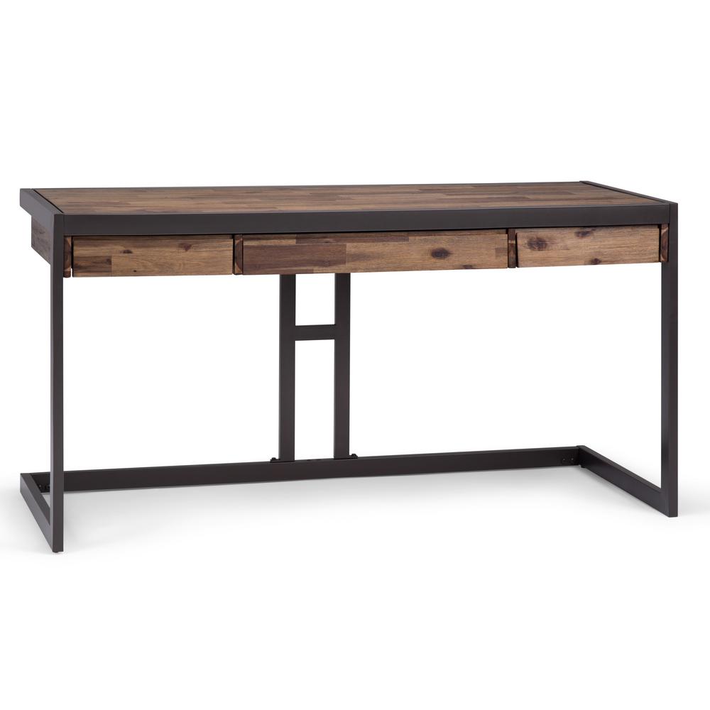 Simpli Home Erina Rustic Natural Aged Brown Desk with Keyboard Tray