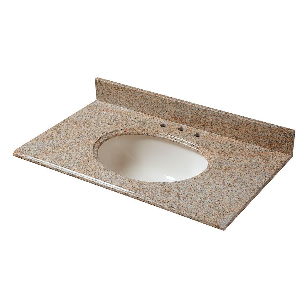 Unbranded 37 In W Granite Vanity Top In Beige With Biscuit Bowl And 8 In Faucet Spread 68237 The Home Depot