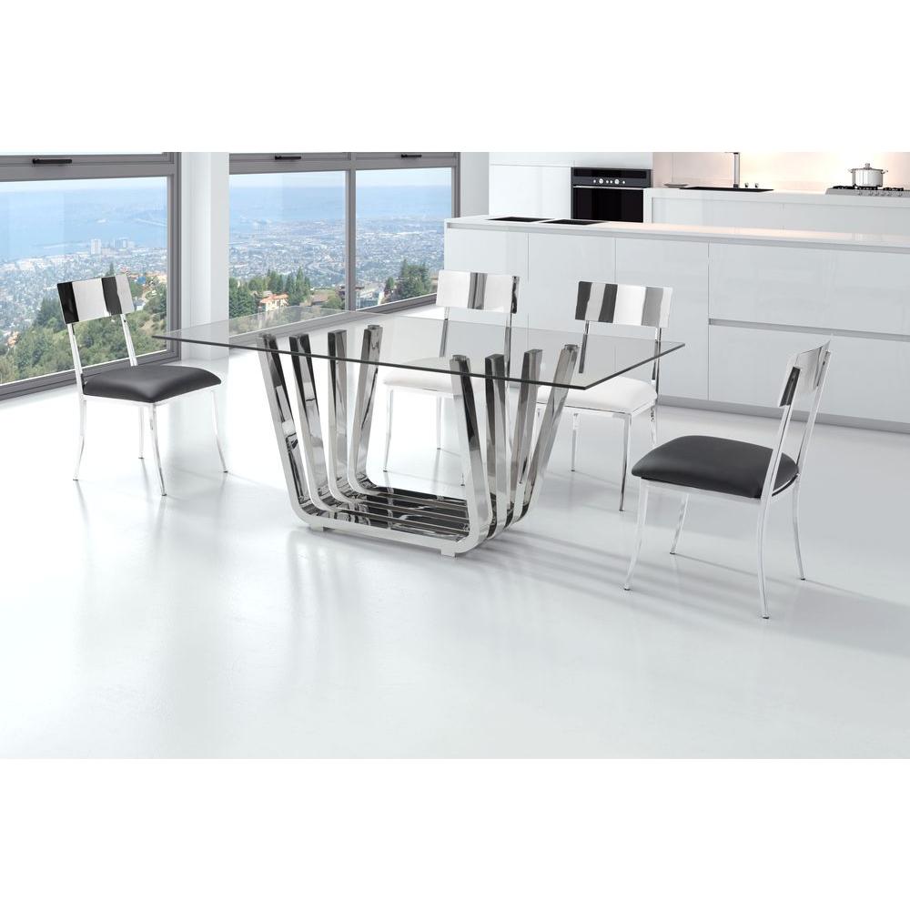 Modern Silver Kitchen Dining Tables Room Fan Chrome Dining Table