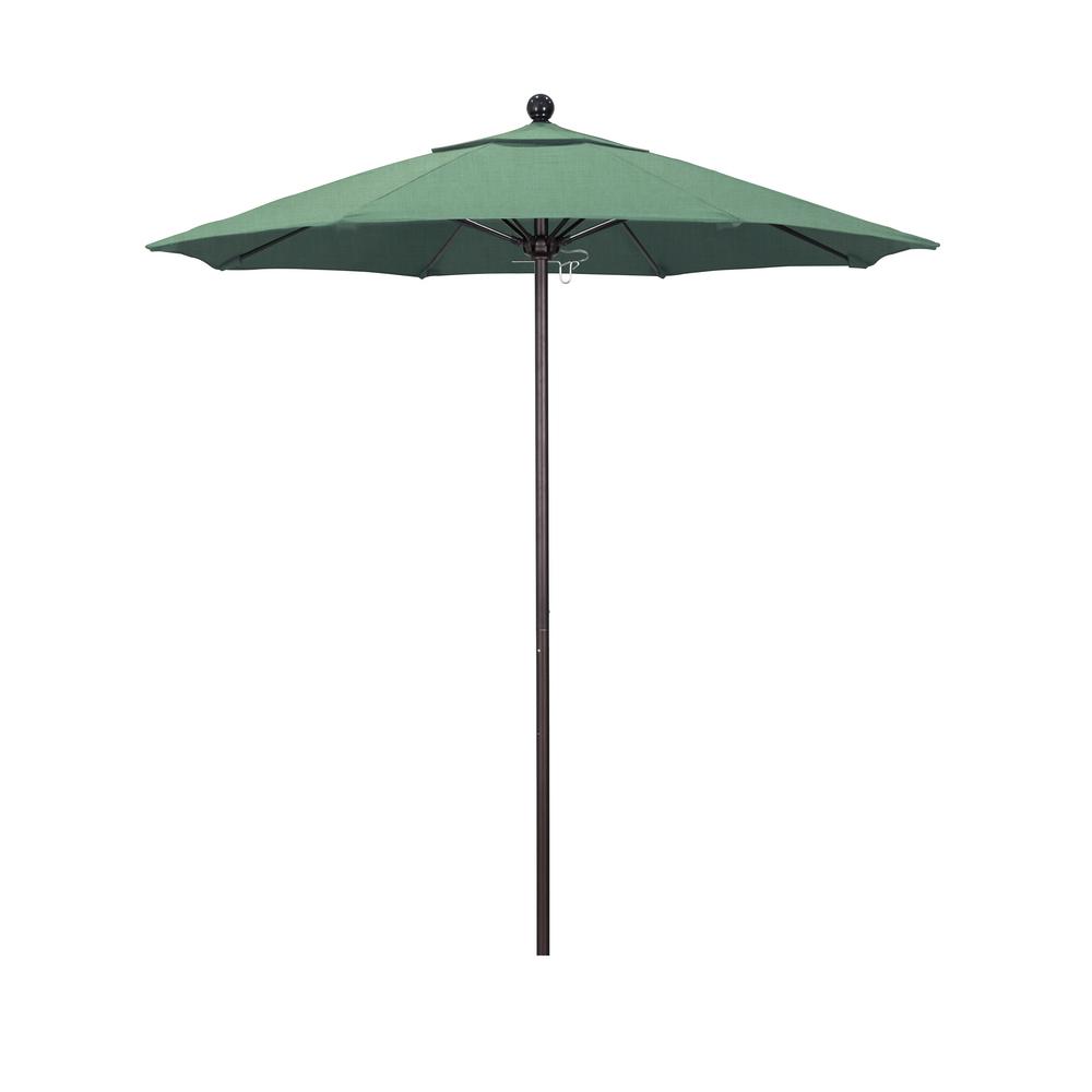 California Umbrella 7 5 Ft Market Bronze Fiberglass Pulley Open Patio Umbrella In Sapphire Pacifica Alto758117 Sa52 The Home Depot